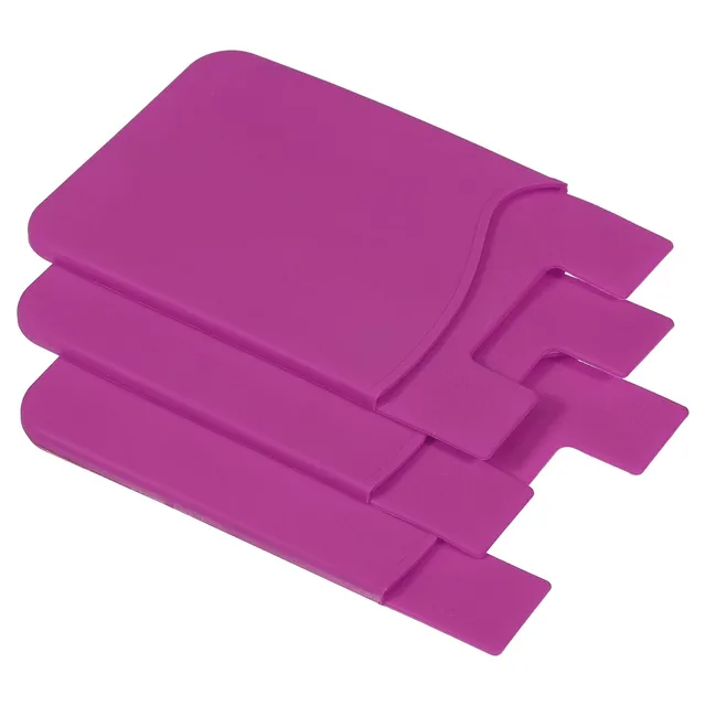 sourcing map Porte-carte adhésif téléphone silicone rose x3