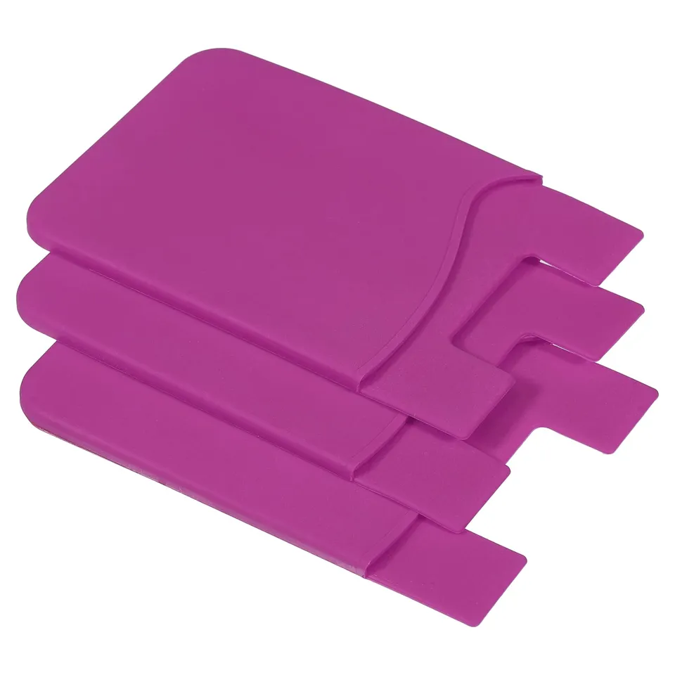 sourcing map Porte-carte adhésif téléphone silicone rose x3