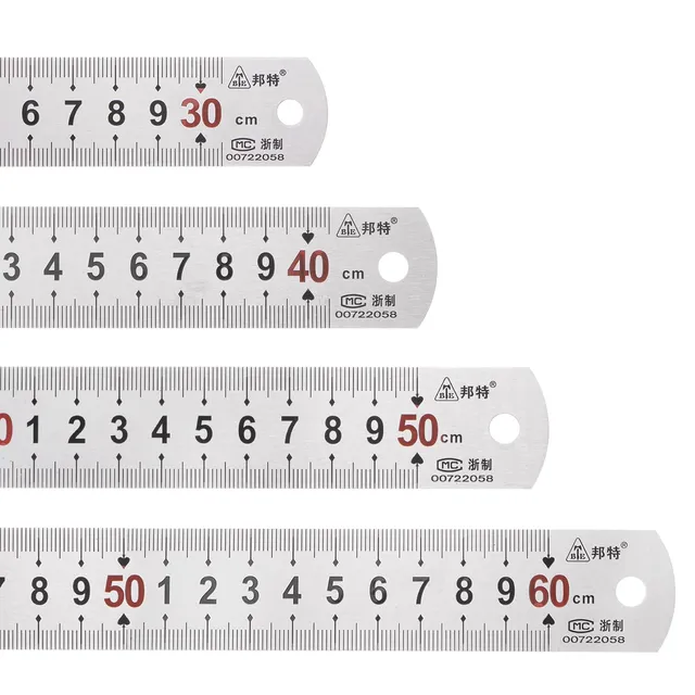 sourcingmap Industrial règles inox 30-60 cm lot de 4