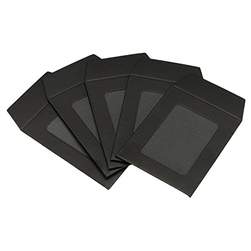 sourcing map enveloppe à fenêtre noire 8x6 cm lot de 10