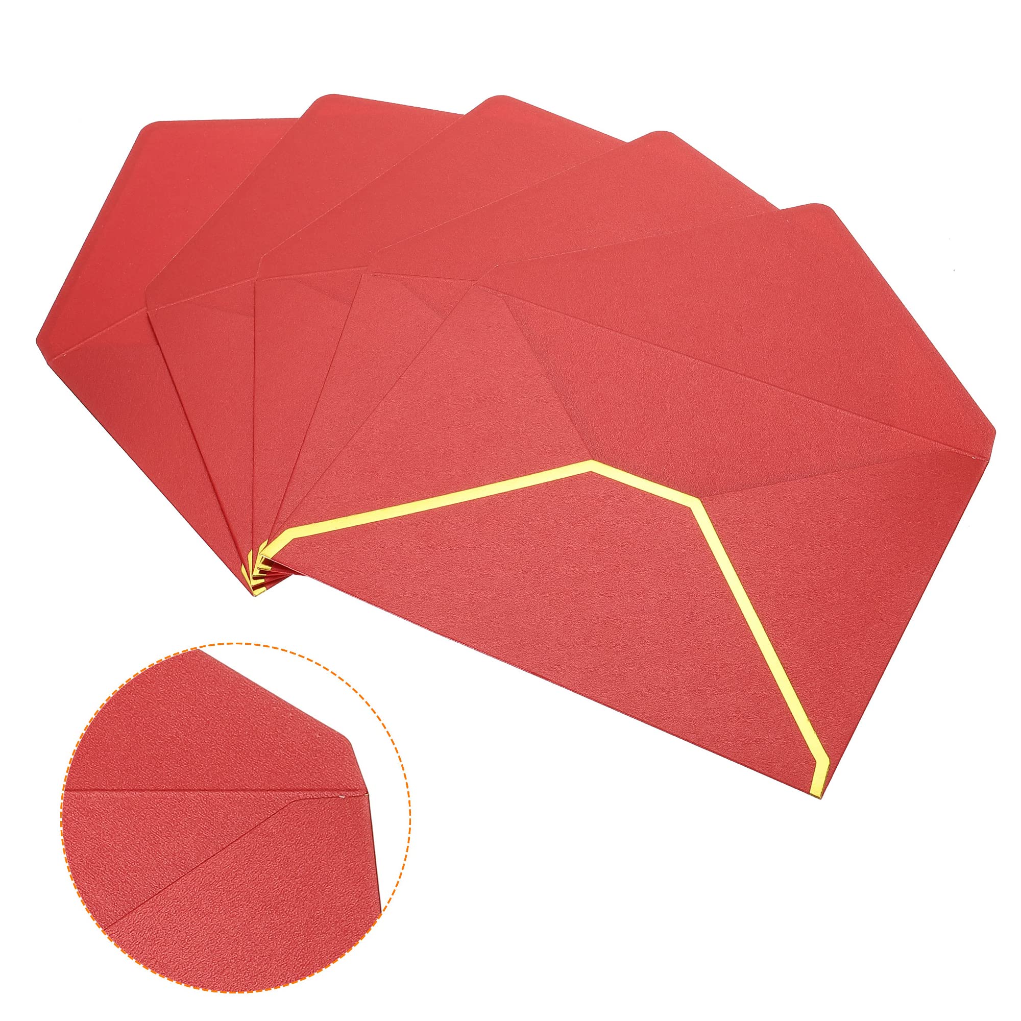 Sourcing Map Enveloppes B6 Rouges Bord Doré 13x18 cm Lot de 20