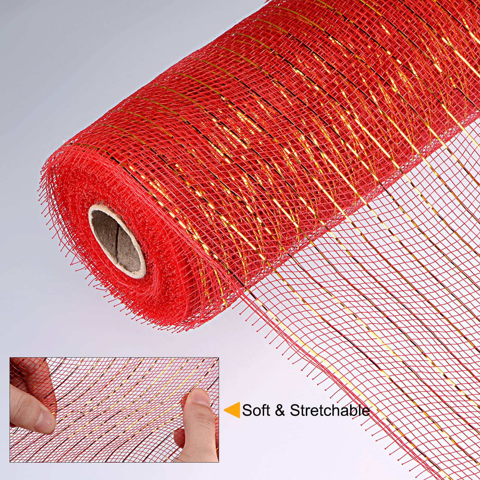 Sourcing Map Home Ruban Maille Toile Jute 26cm Rouge Or 9m