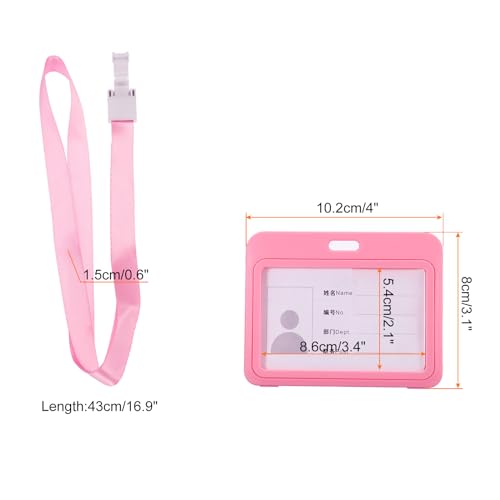 Sourcing Map Porte-Badge ID ABS Rose Horizontal avec Cordon