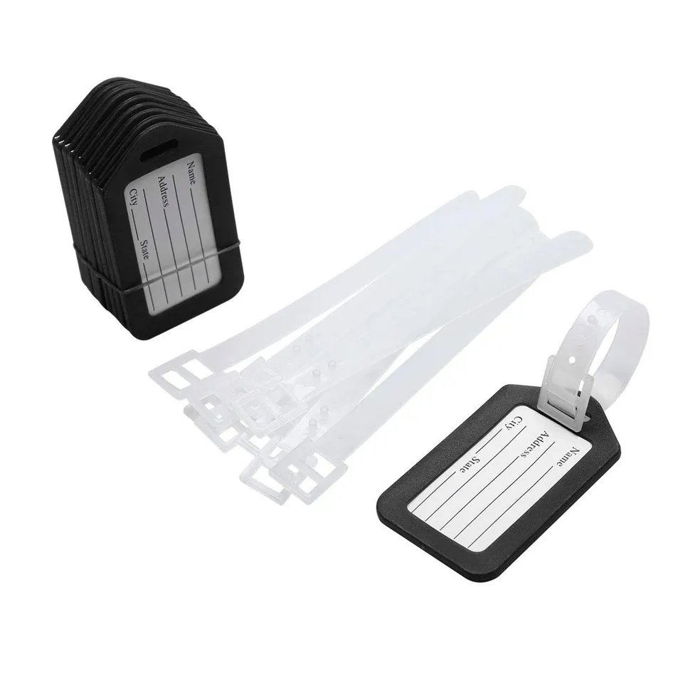 Sourcing Map Lot 10 Étiquettes Bagage Plastique Noir Blanc