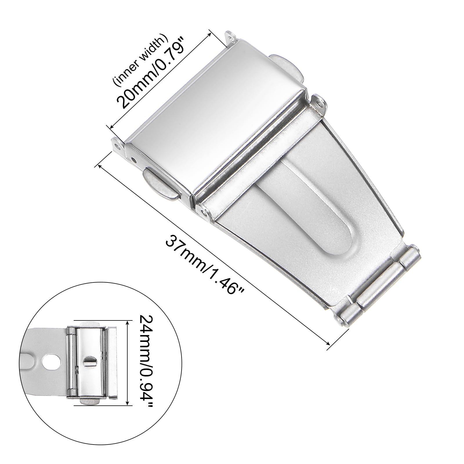 sourcing map fermoir montre déployante 20mm inox argenté