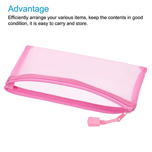sourcing map pochette maille zippée A6 rose lot 6 nylon