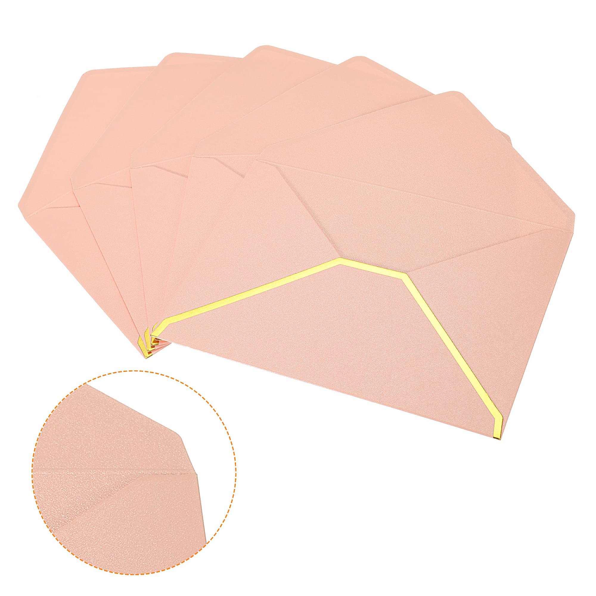 sourcing map Enveloppes B6 rose bord doré x10 mariage