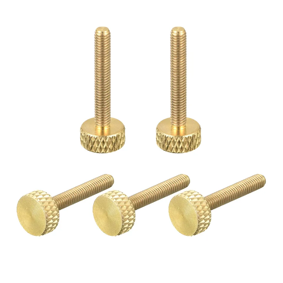 Sourcing Map vis moletée laiton M3x20 mm lot de 5