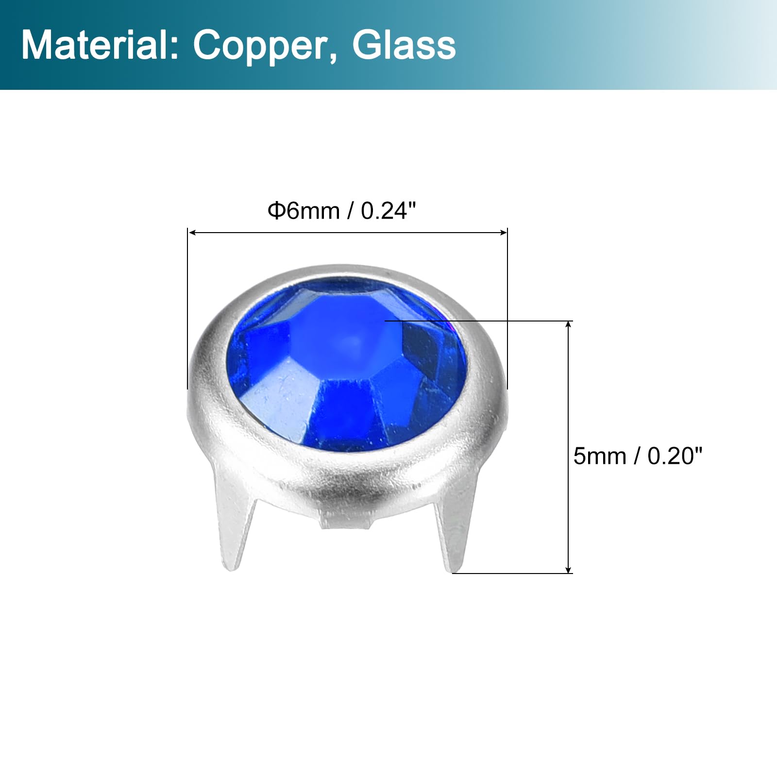 Sourcingmap Clous strass verre bleu foncé 6 mm lot 100 à griffes