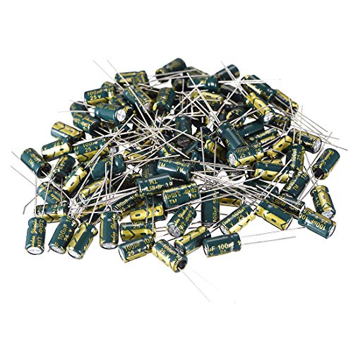 Sourcing Map 100uF 25V condensateur faible ESR 100 pcs 6x11,5mm