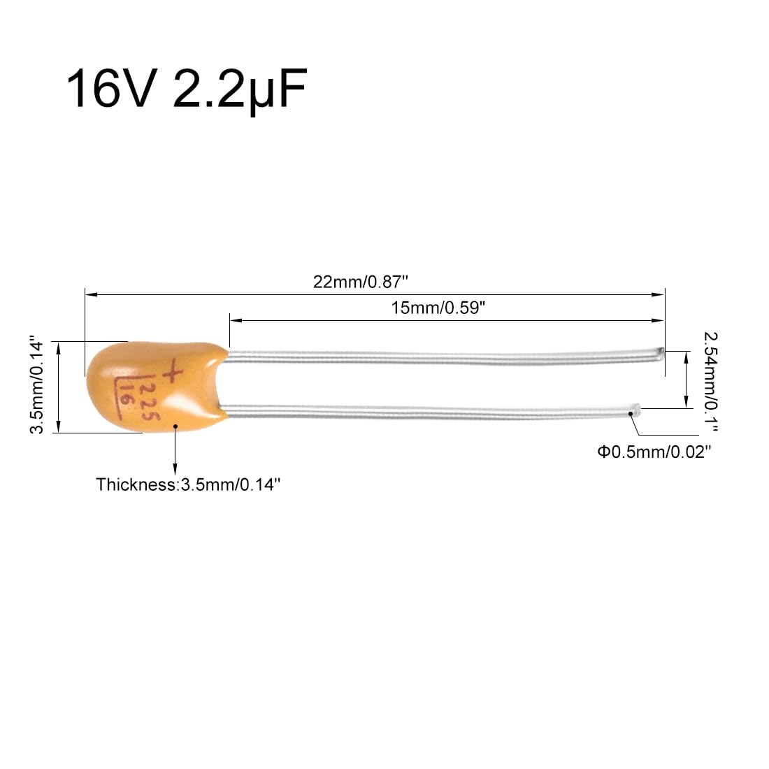 SourcingMAP Industrial condensateur tantale 2.2uF 16V 5 pièces