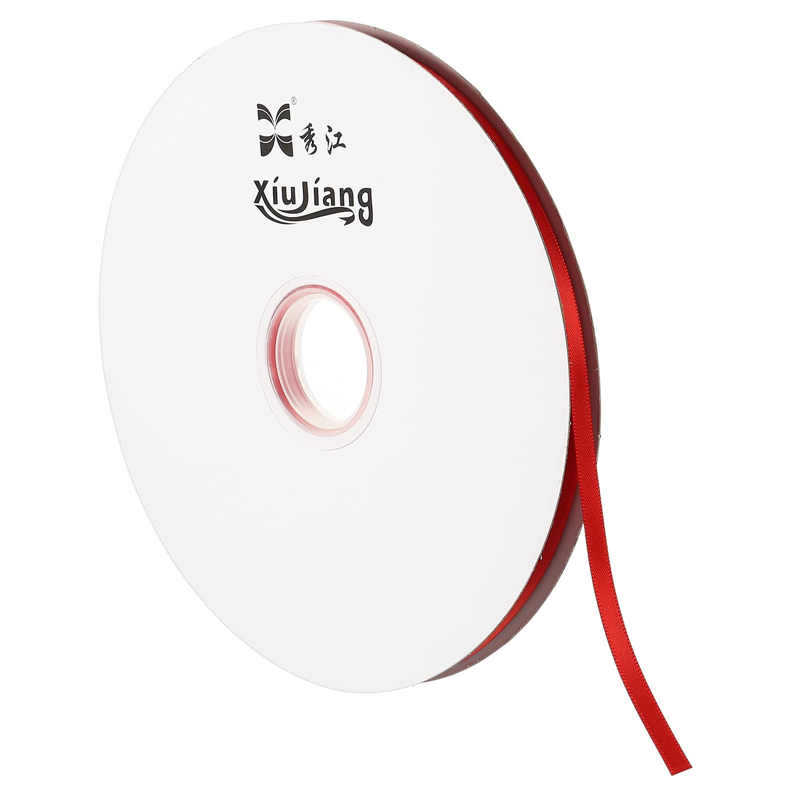 Sourcing Map ruban satin rouge 7mm x 91,4m double face