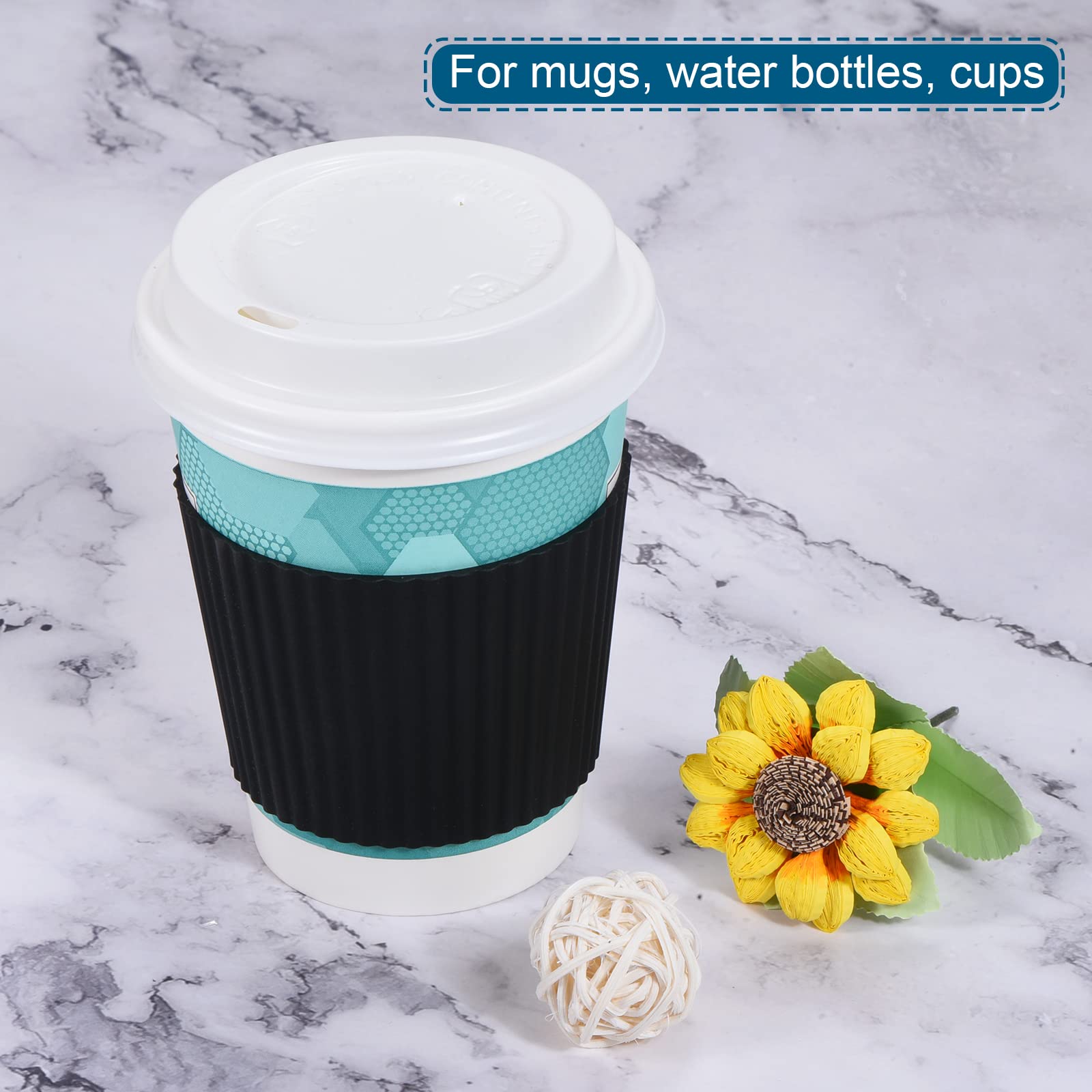 Sourcingmap Home & Garden manchon tasse silicone noir 60 mm lot 4