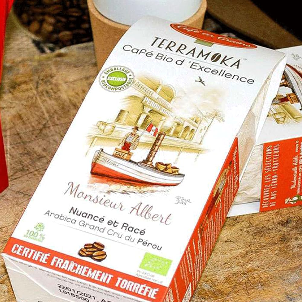Terramoka Monsieur Albert café en grains bio Pérou 1 kg