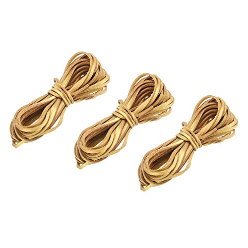 sourcing map cordon cuir plat doré 5m lot 3