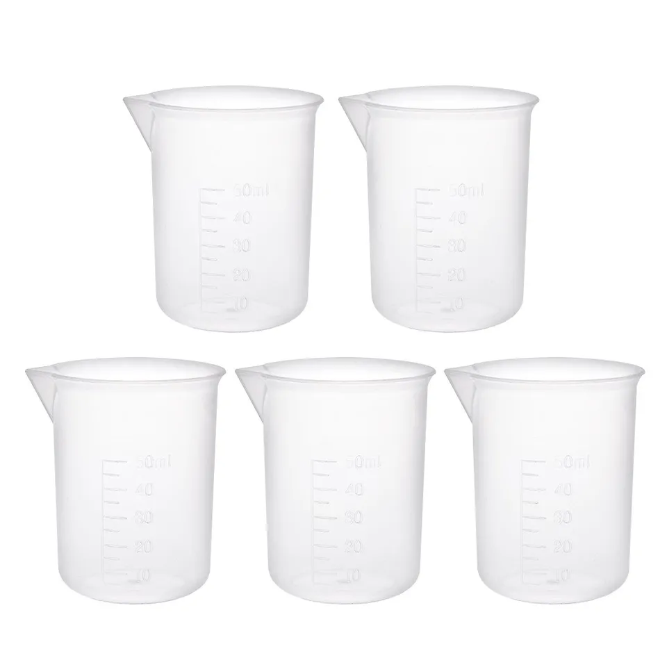 Sourcing Map Industrial bécher gradué plastique 50 ml lot 5