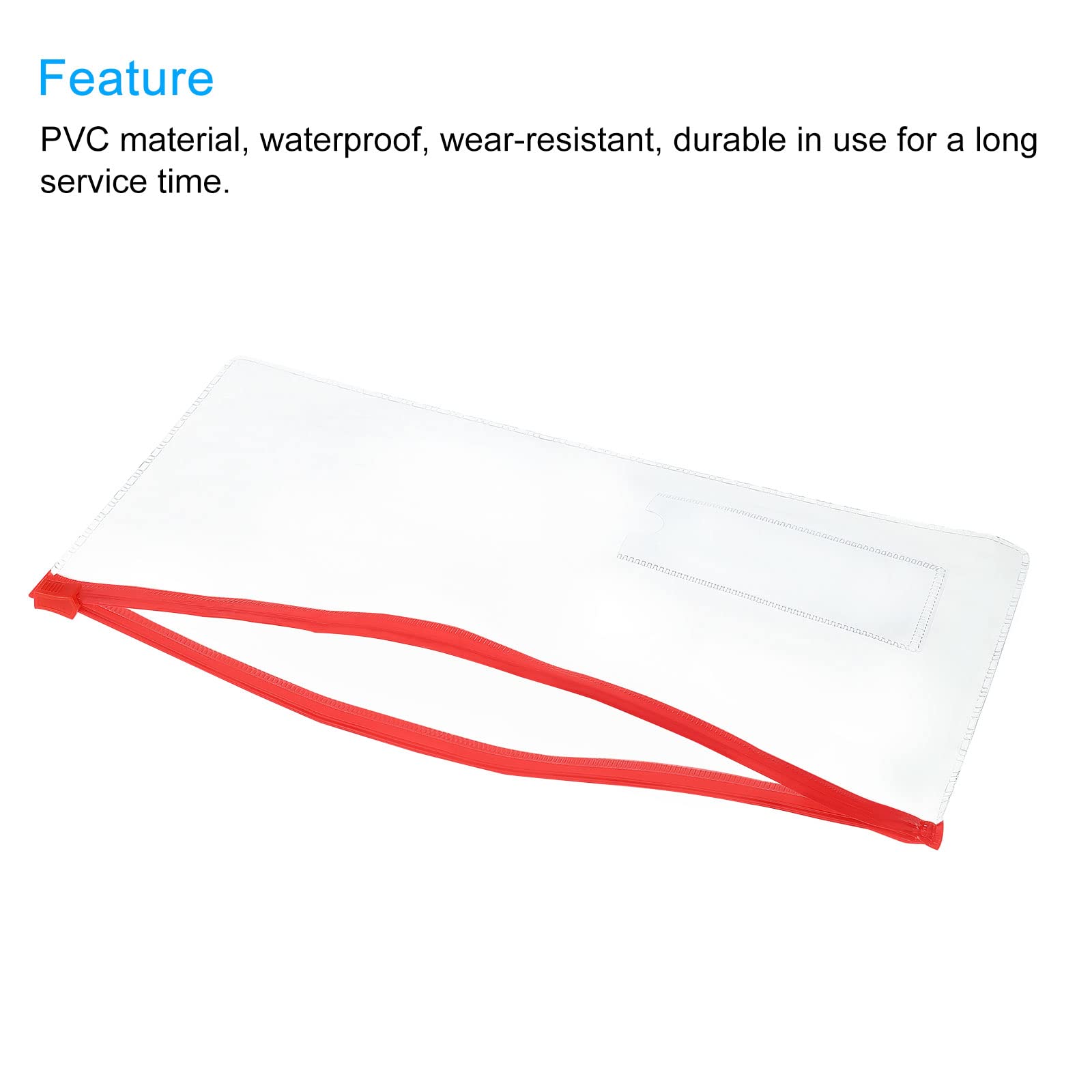 sourcing map A6 pochette plastique zippée rouge lot de 10 PVC