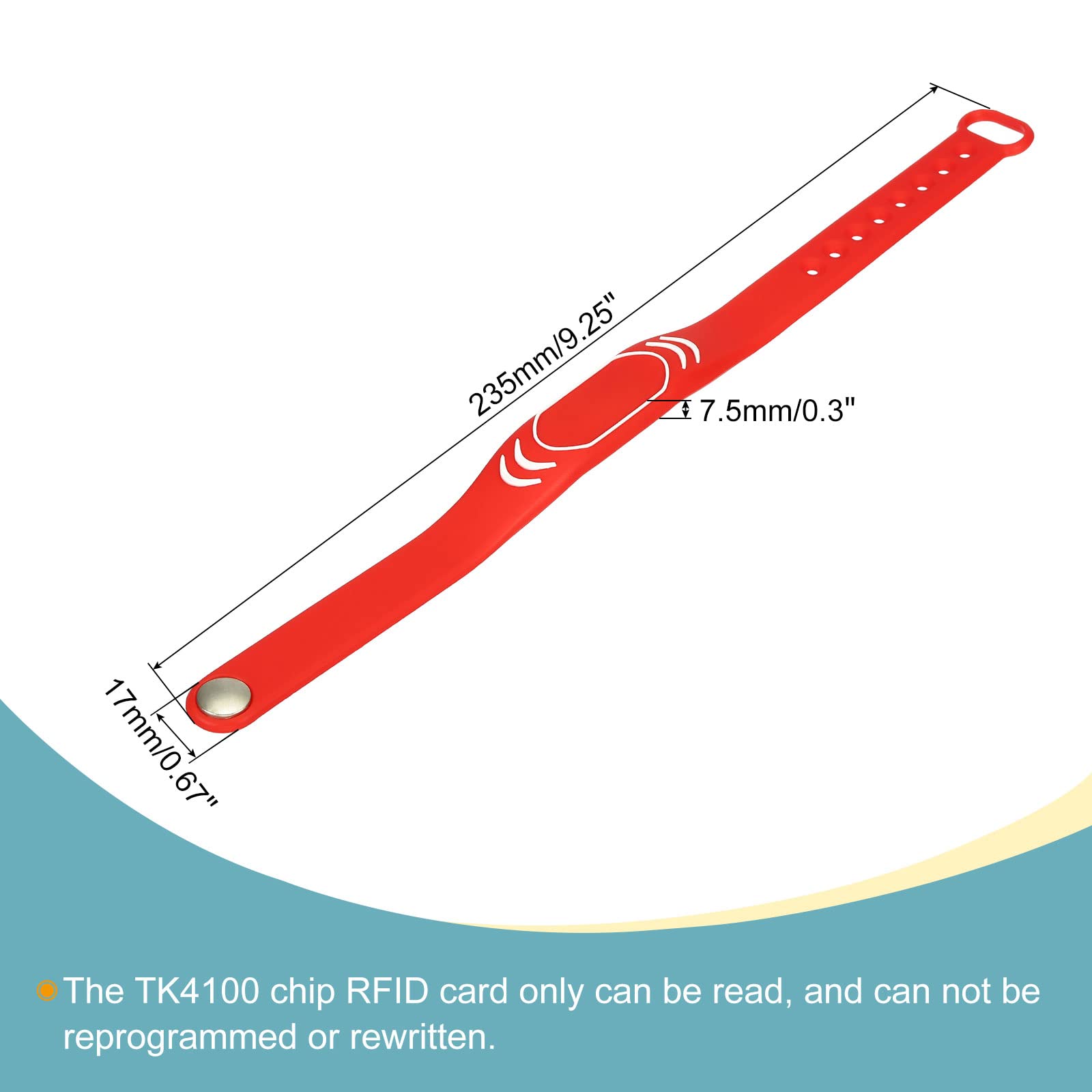 sourcing map TK4100 bracelet RFID rouge 1 pièce 125KHz