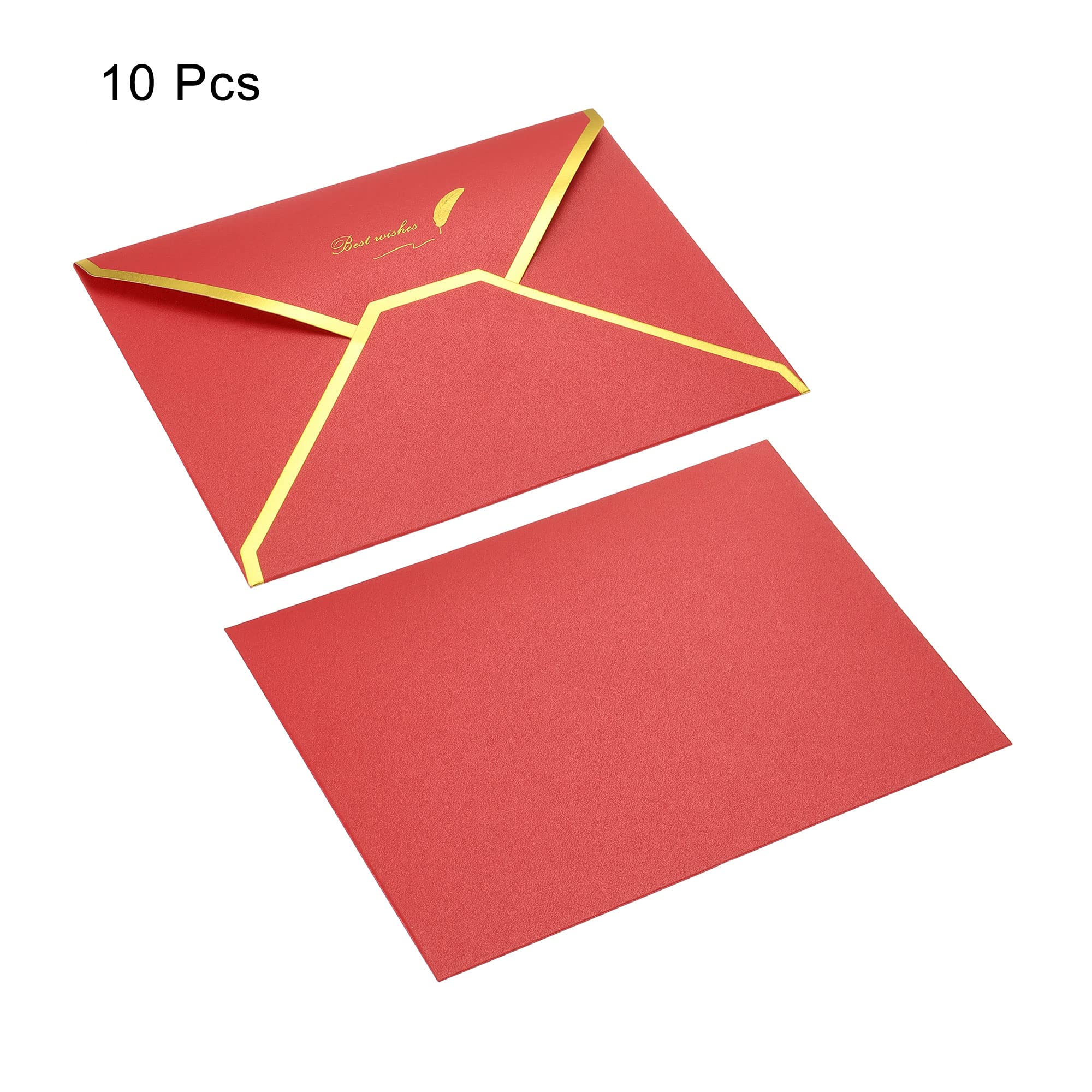 Sourcing Map Enveloppe B6 Rabat V 10 pcs Rouge Bord Doré