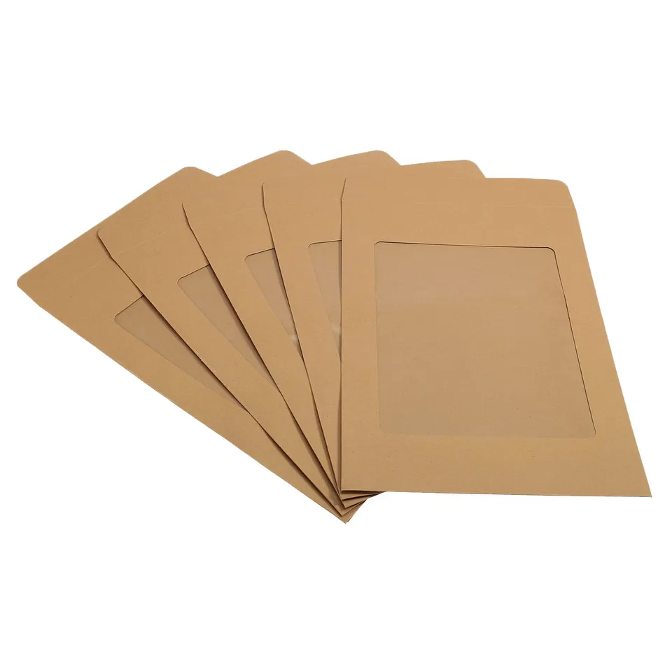 sourcingmap A4 enveloppe à fenêtre marron lot 10 simple face