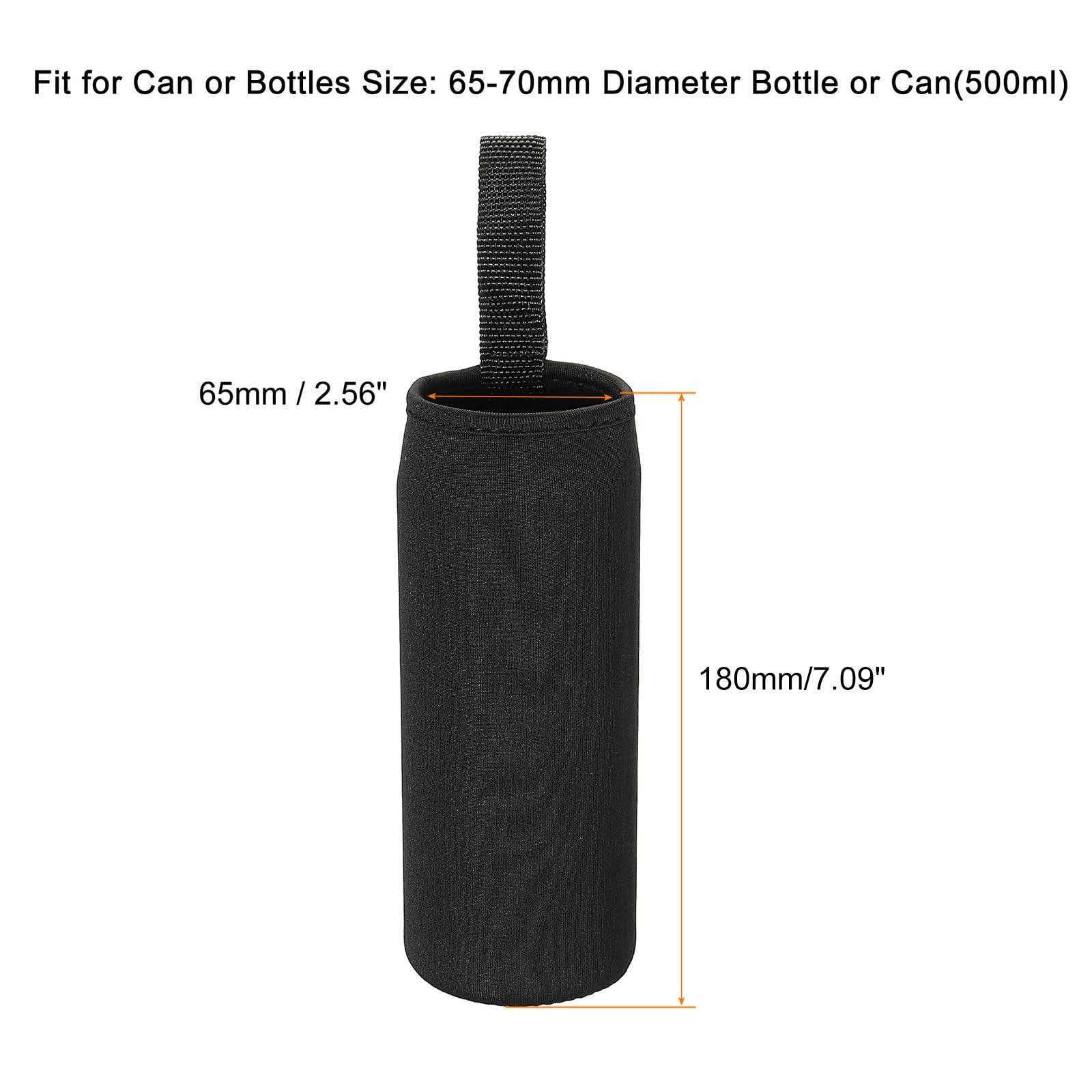 sourcing map Manchon bouteille 500 ml néoprène noir lot de 2