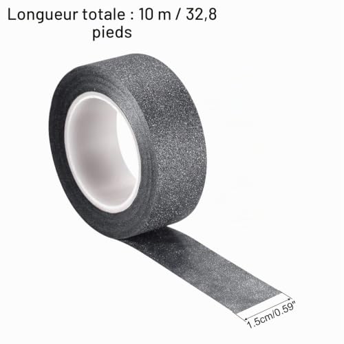 sourcingmap Home ruban paillettes noir 1,5 cm x 10 m