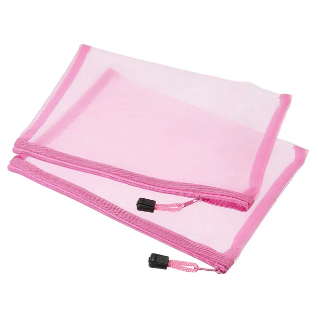 sourcing map pochette maille zippée A5 rose lot 6 nylon