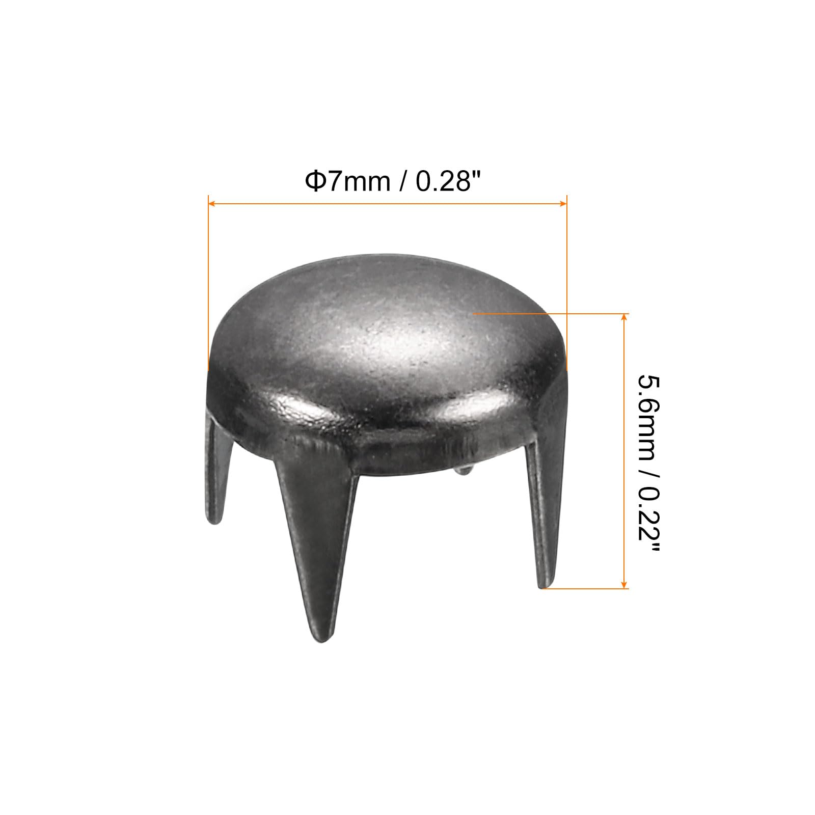 SOURCINGMAP Clous Dôme Métal Noir 7mm Rivets Griffes x100