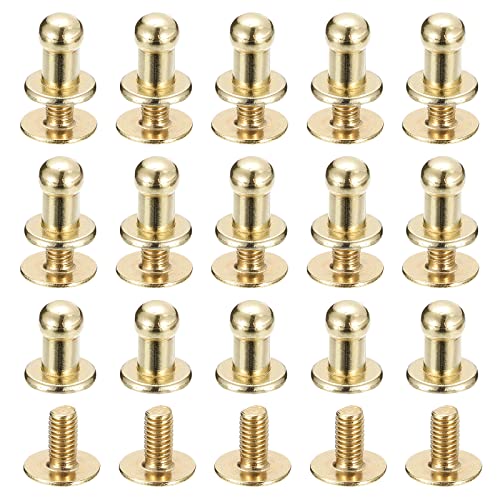 sourcing map rivet cuir tête boule 4mm doré métal lot de 15