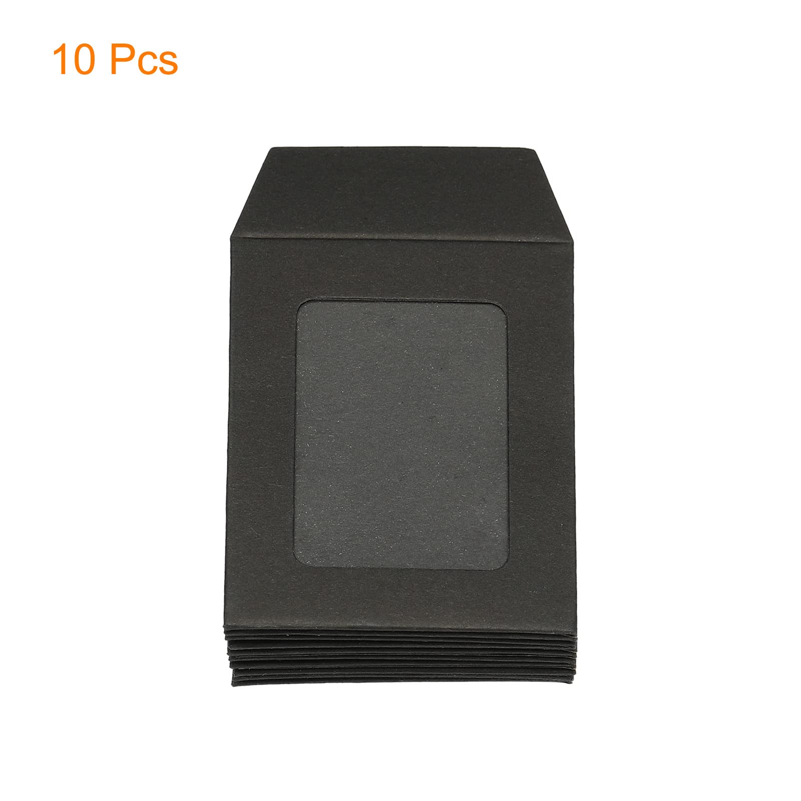 sourcing map enveloppe à fenêtre noire 8x6 cm lot de 10