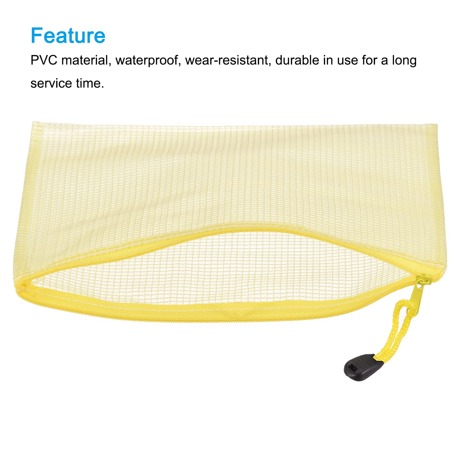 sourcing map Pochette A3 zippée jaune lot de 6 PVC