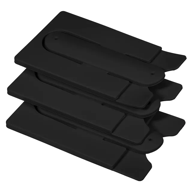 sourcing map Porte-carte adhésif téléphone silicone noir x3