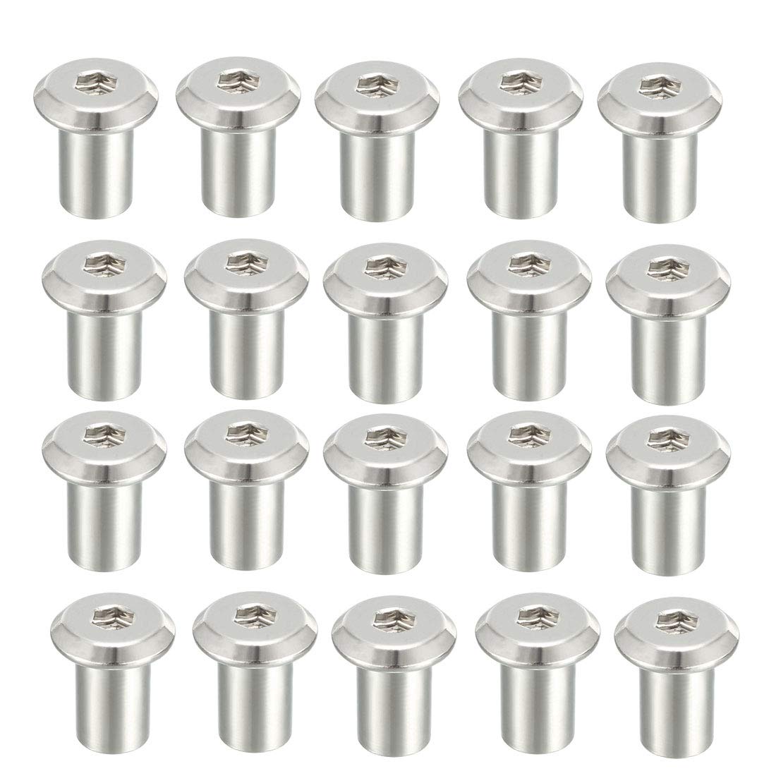 sourcing map M6x12mm insert écrou hexagonal nickelé lot 20