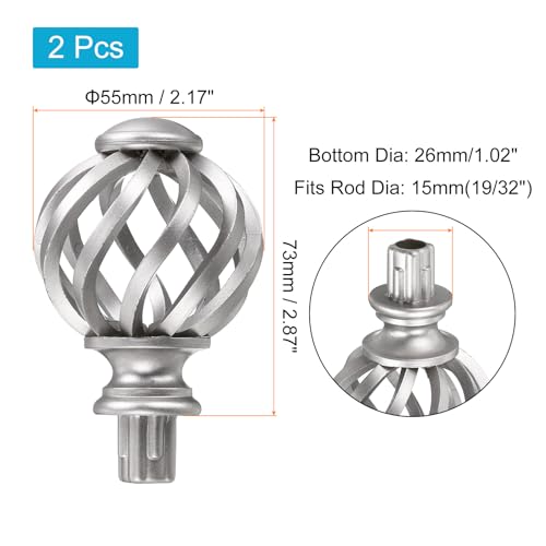 Sourcingmap Embout Tringle à Rideau Argent 19mm 2 Pièces