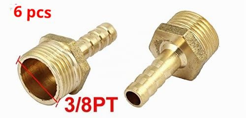 Sourcing Map Raccord cannelé laiton 3/8PTx6mm lot de 6