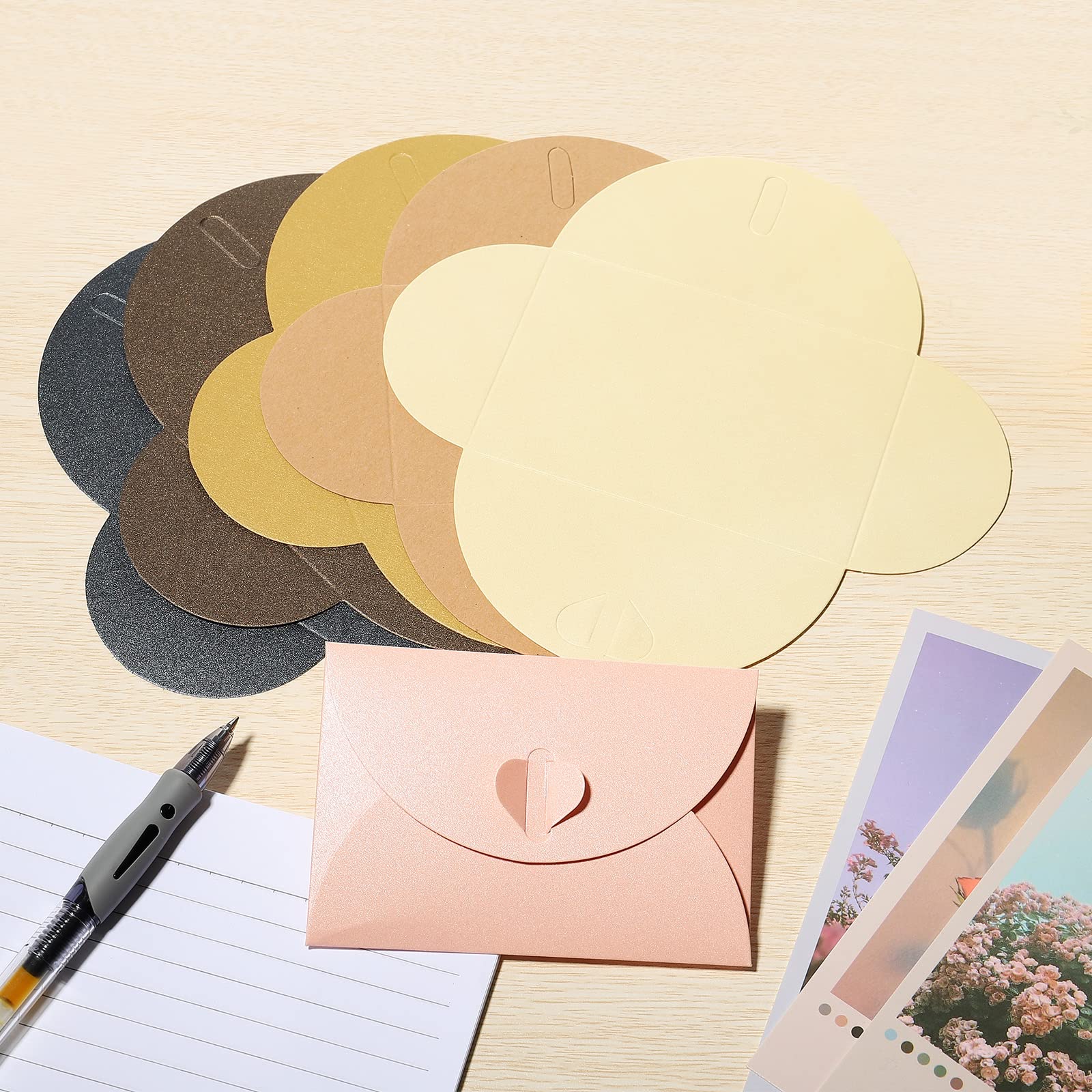 sourcing map Mini Enveloppes cœur doré 24 pcs 7x10,5cm
