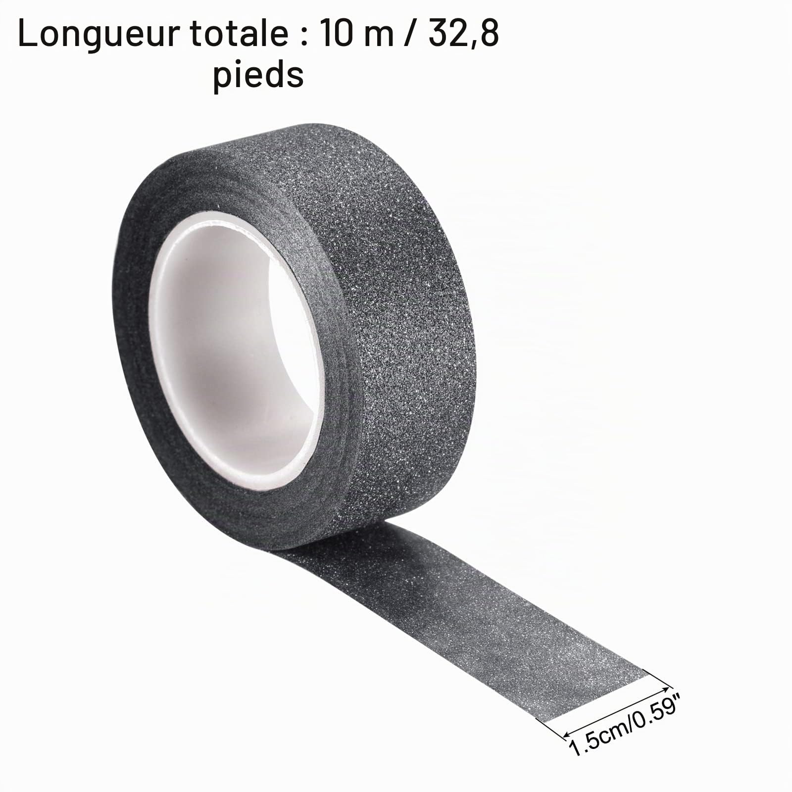 sourcingmap Home ruban paillettes noir 1,5 cm x 10 m