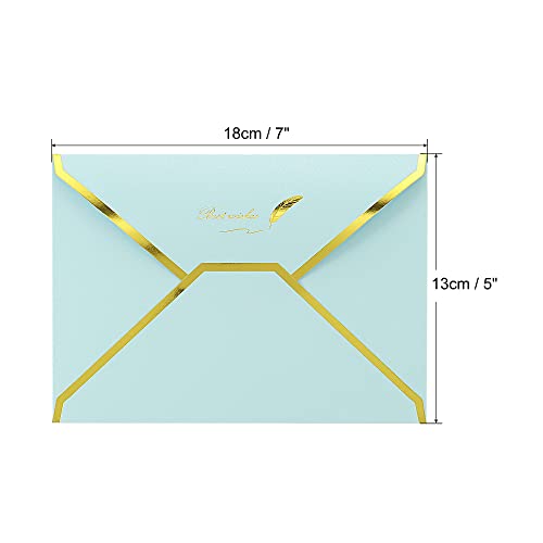 sourcing map B6 enveloppe bleu ciel bord doré lot de 20