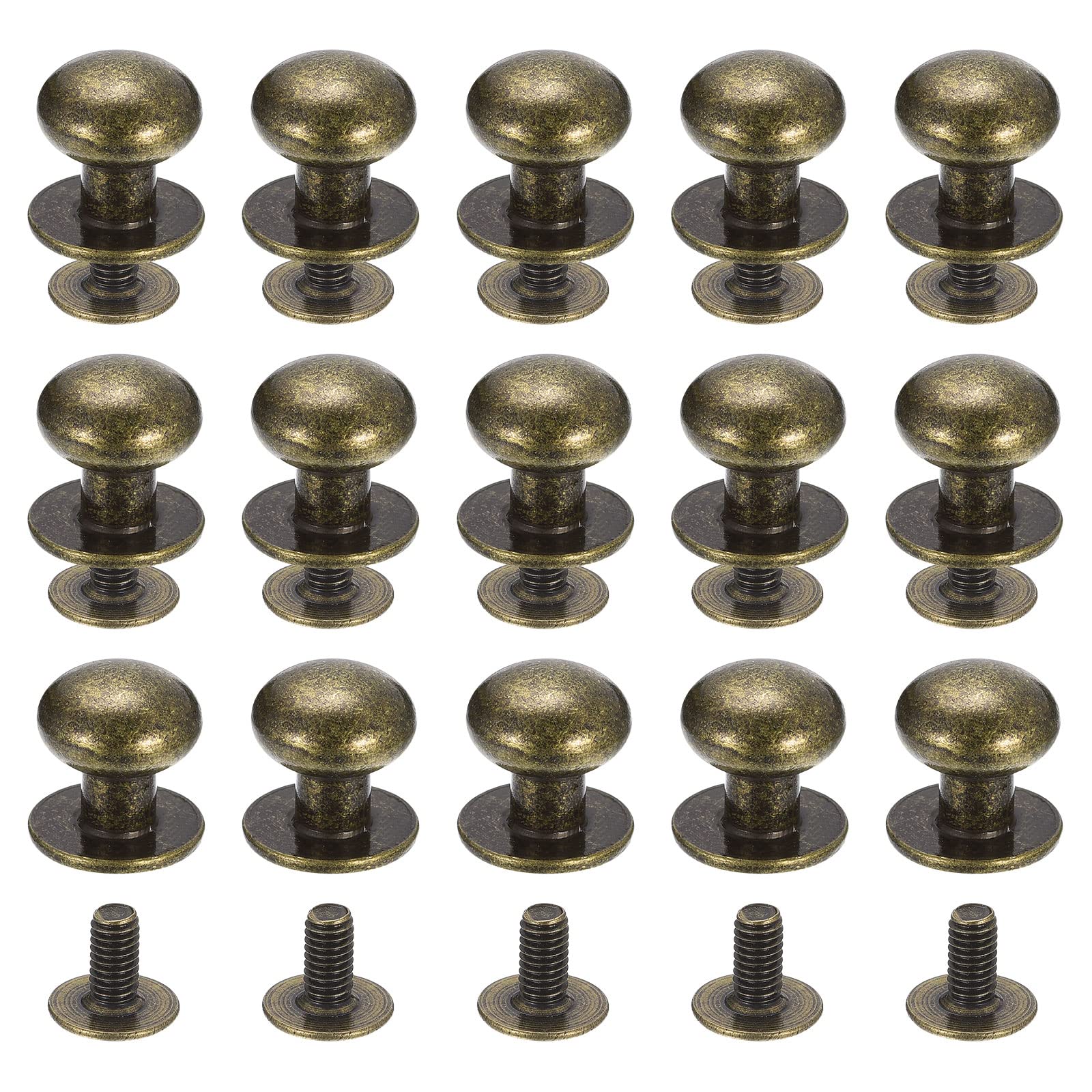 Sourcing Map Rivet Cuir Tête Ronde 10mm Bronzé x15