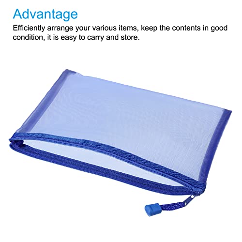 sourcing map pochette zippée A5 bleue x6 nylon