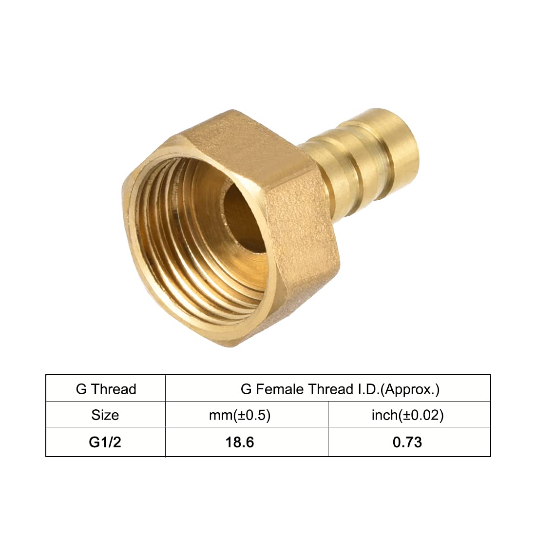 Sourcing Map Industrial Raccord Cannelé Laiton 10mm G1/2 2pcs