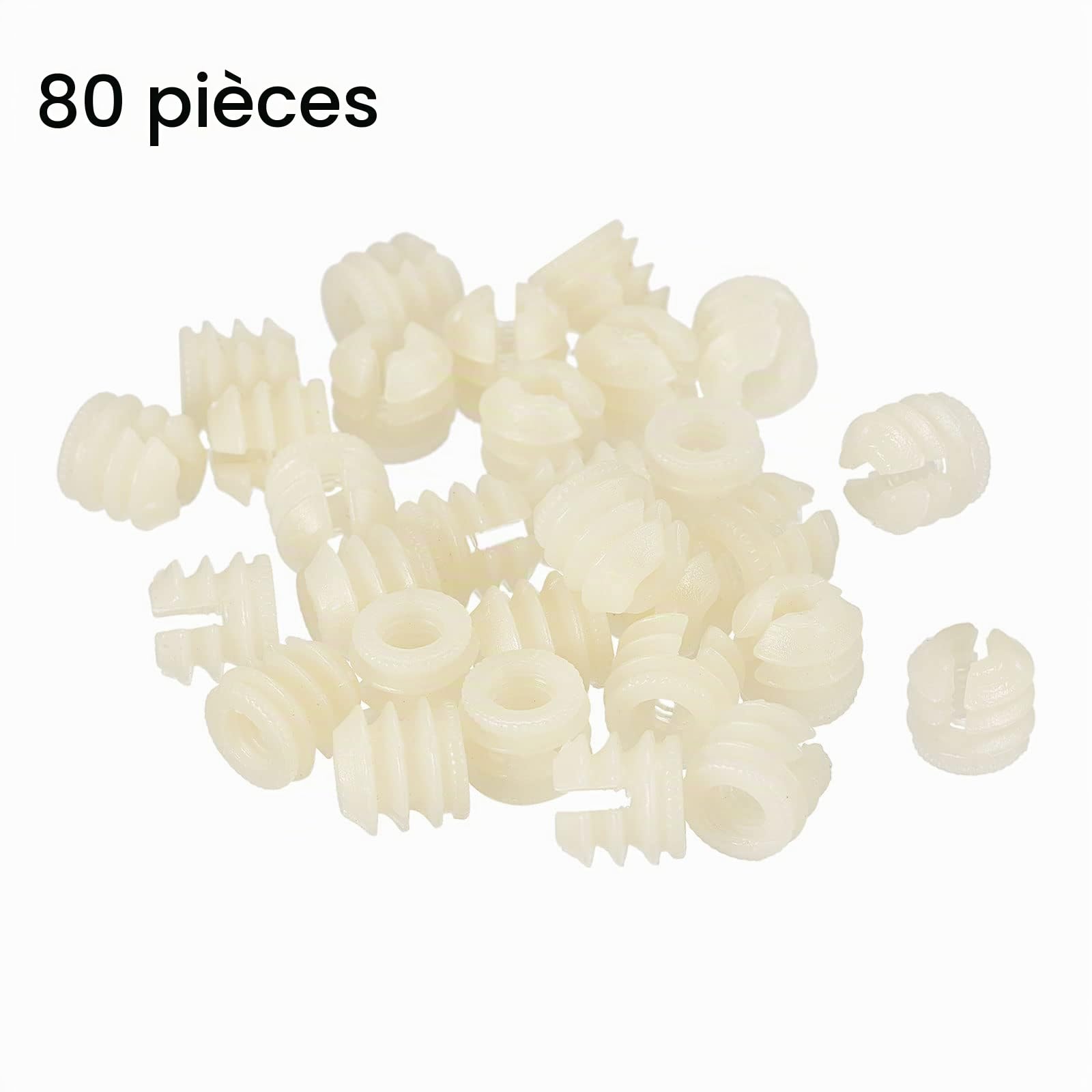Sourcing Map insert écrou nylon M6 blanc 11mm 80 pcs