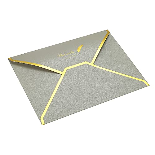 sourcing map B6 enveloppe argent bord doré 13x18cm lot 10 mariage