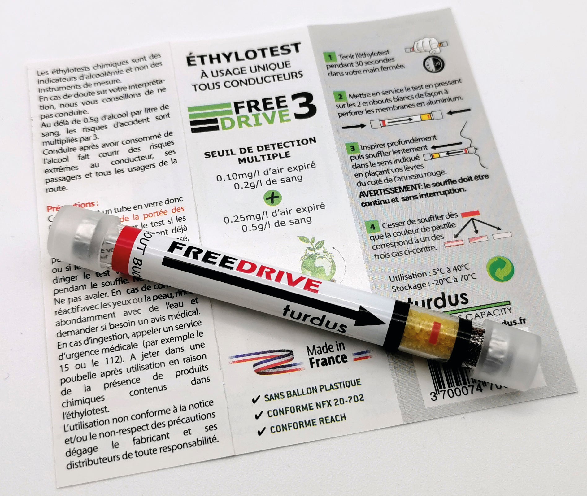 Freedrive Éthylotest Sans Ballon Test Alcool Chimique