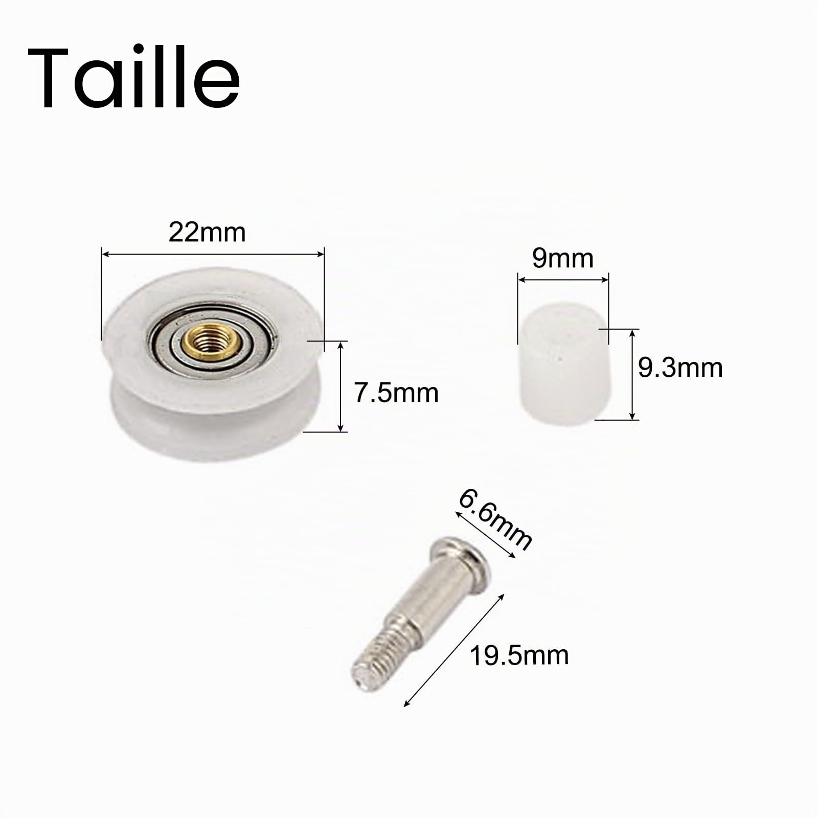 SOURCINGMAP Roulette porte coulissante 22mm lot 10