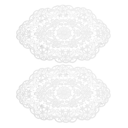 Sourcing Map Napperon Dentelle Blanc Ovale 30x45cm x2