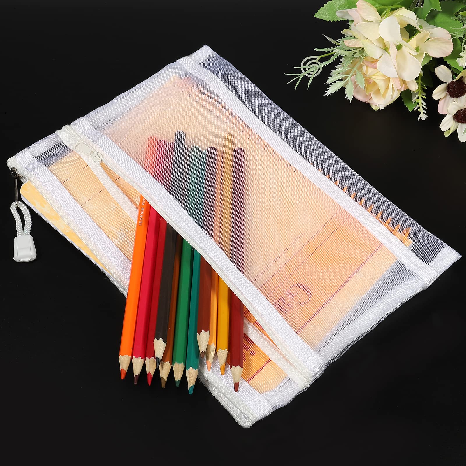 sourcing map pochette maille zippée A5 blanche lot 6 double