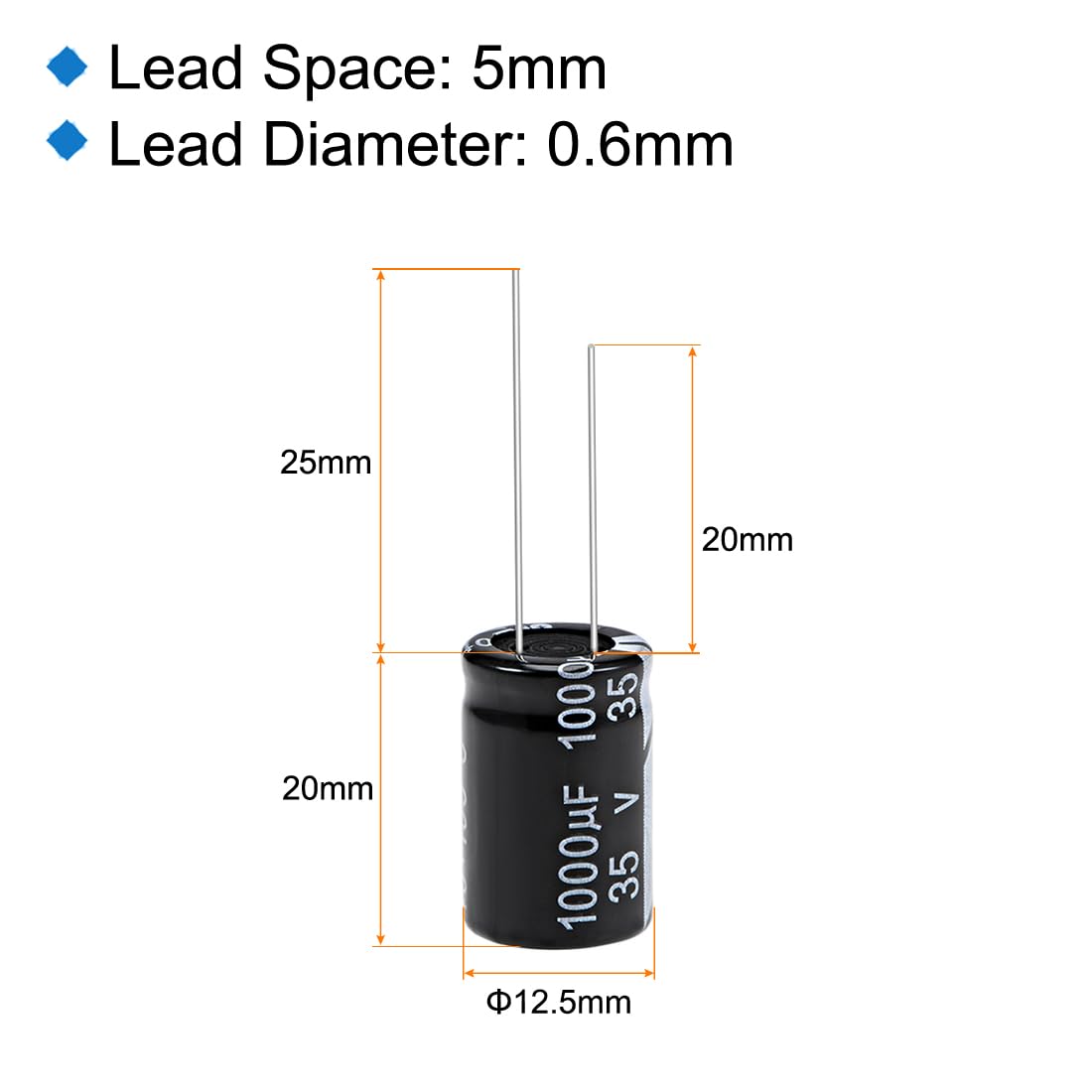 Sourcingmap 1000uF 35V condensateur électrolytique alu 18 pièces