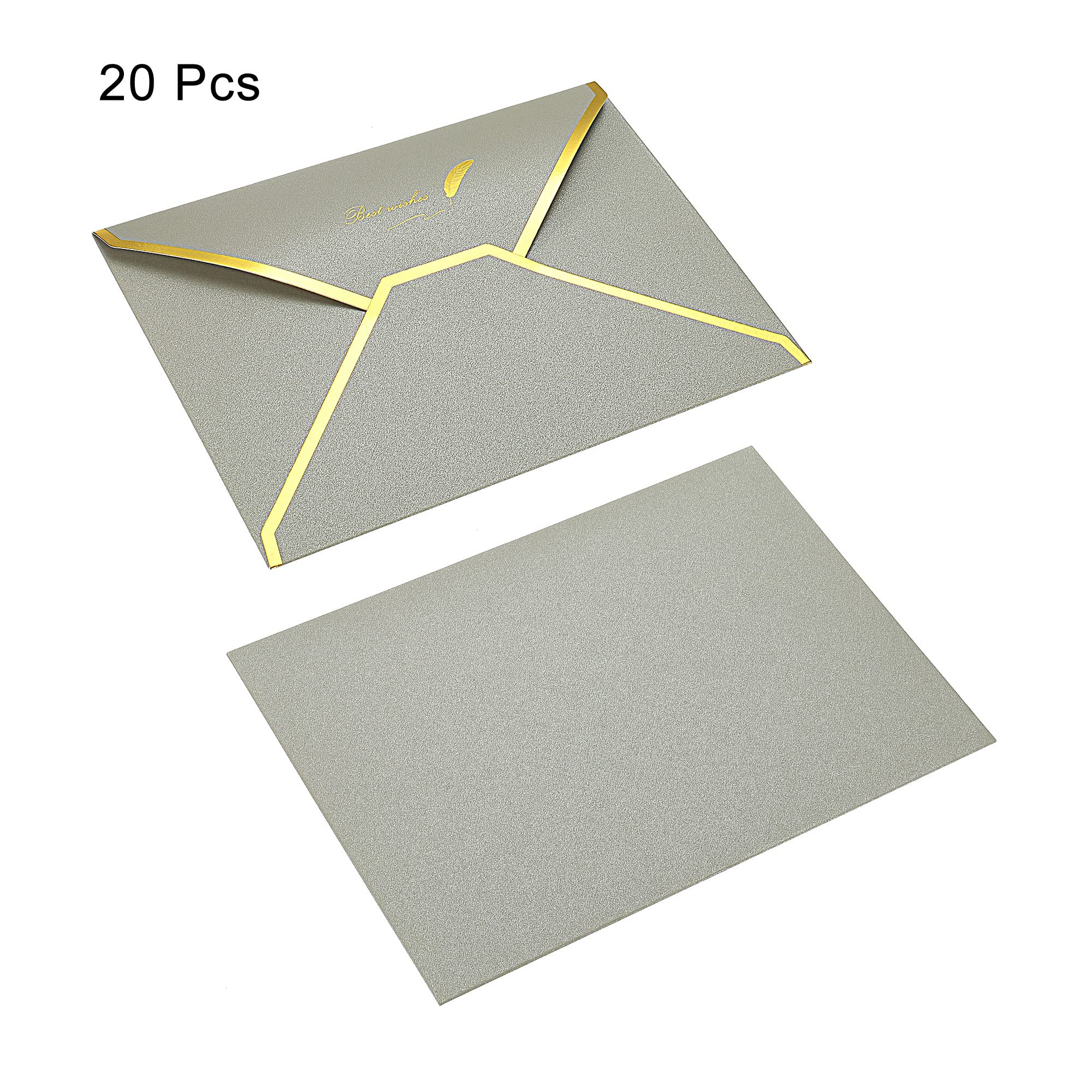 sourcing map enveloppe B6 13x18cm lot 20 argent bord doré rabat V