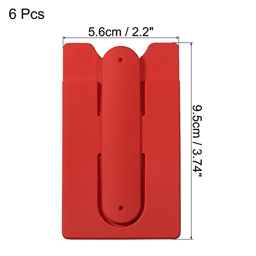 sourcing map porte-carte téléphone silicone rouge lot de 6